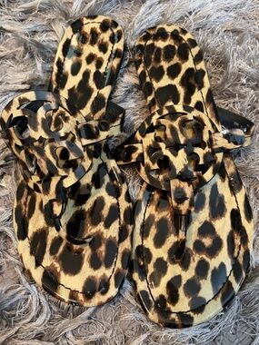 Tory Burch Leopard-Print Jelly Thong Sandals - Black & Tan